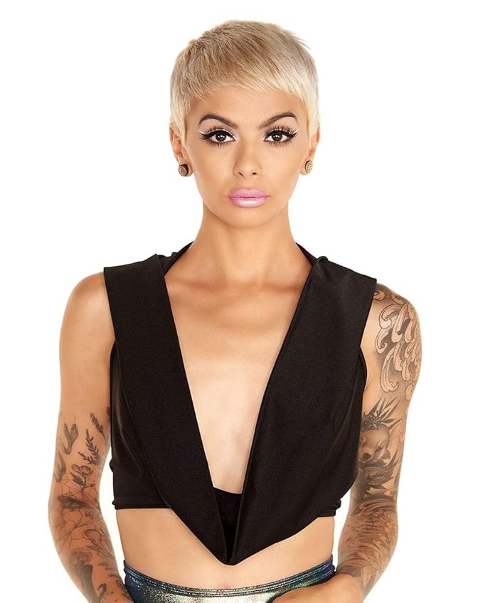 iHeartRaves Draped Hoodie, Hooded Cowl Rave Crop Top (One Size)