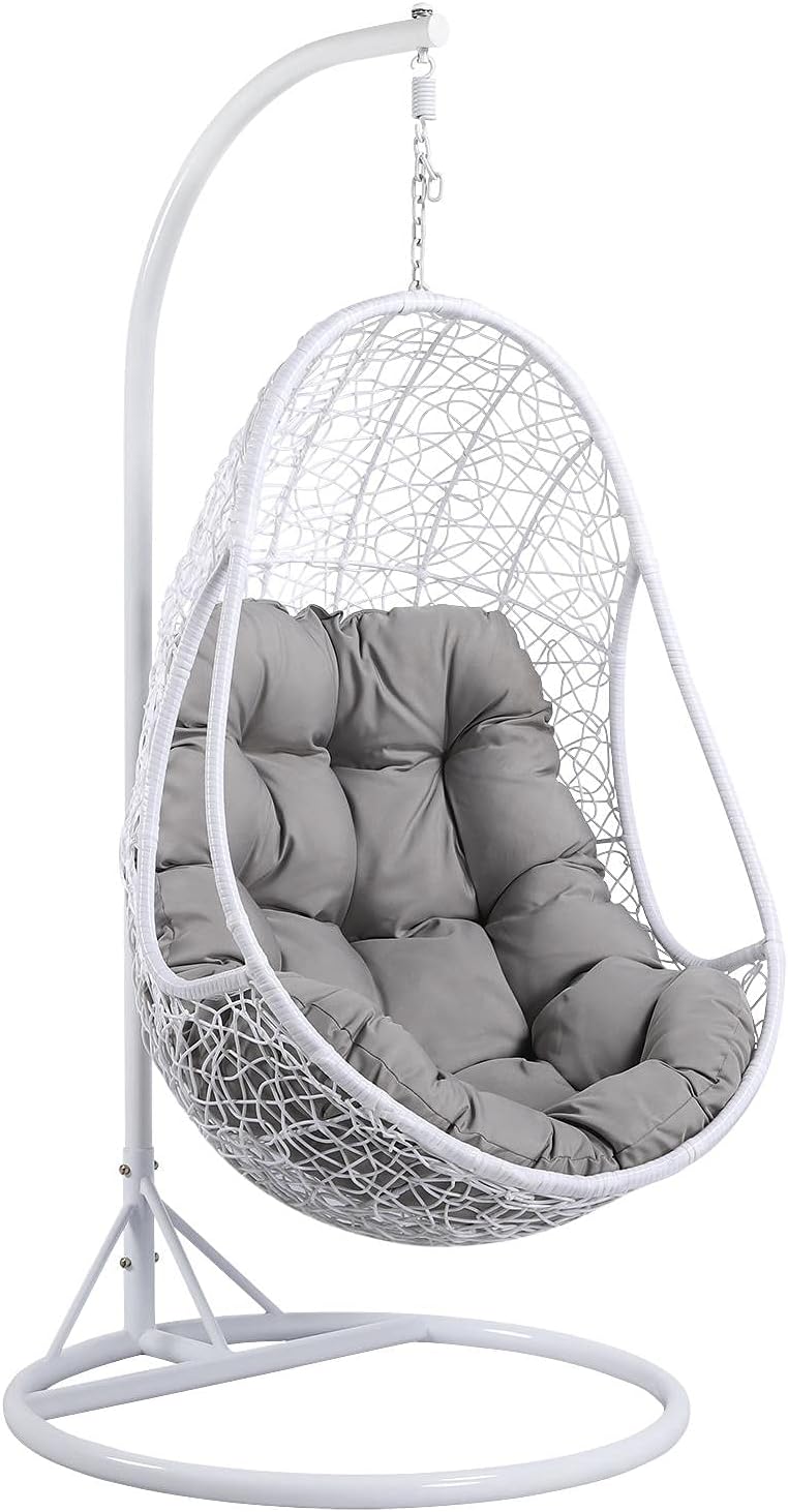 Yaheetech Hammock Chair Rattan Swing Chair Garden Indoor Outdoor White