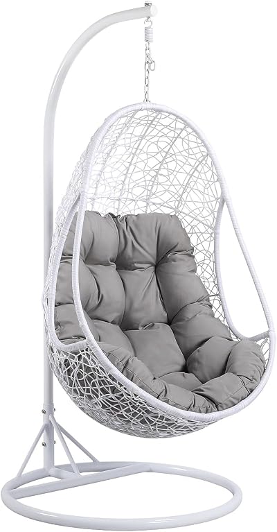 Yaheetech Hammock Chair Rattan Swing Chair Garden Indoor Outdoor White