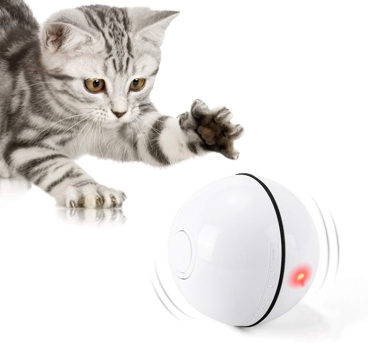 Cat Toys Ball with LED Light,360 Degree Self Rotating Ball,USB