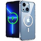 Jasilon [Anti-Yellowing] Magnetic Clear Case for iPhone 13 Case 6.1 [Compatible with MagSafe Charger & Battery] [Military-Dro