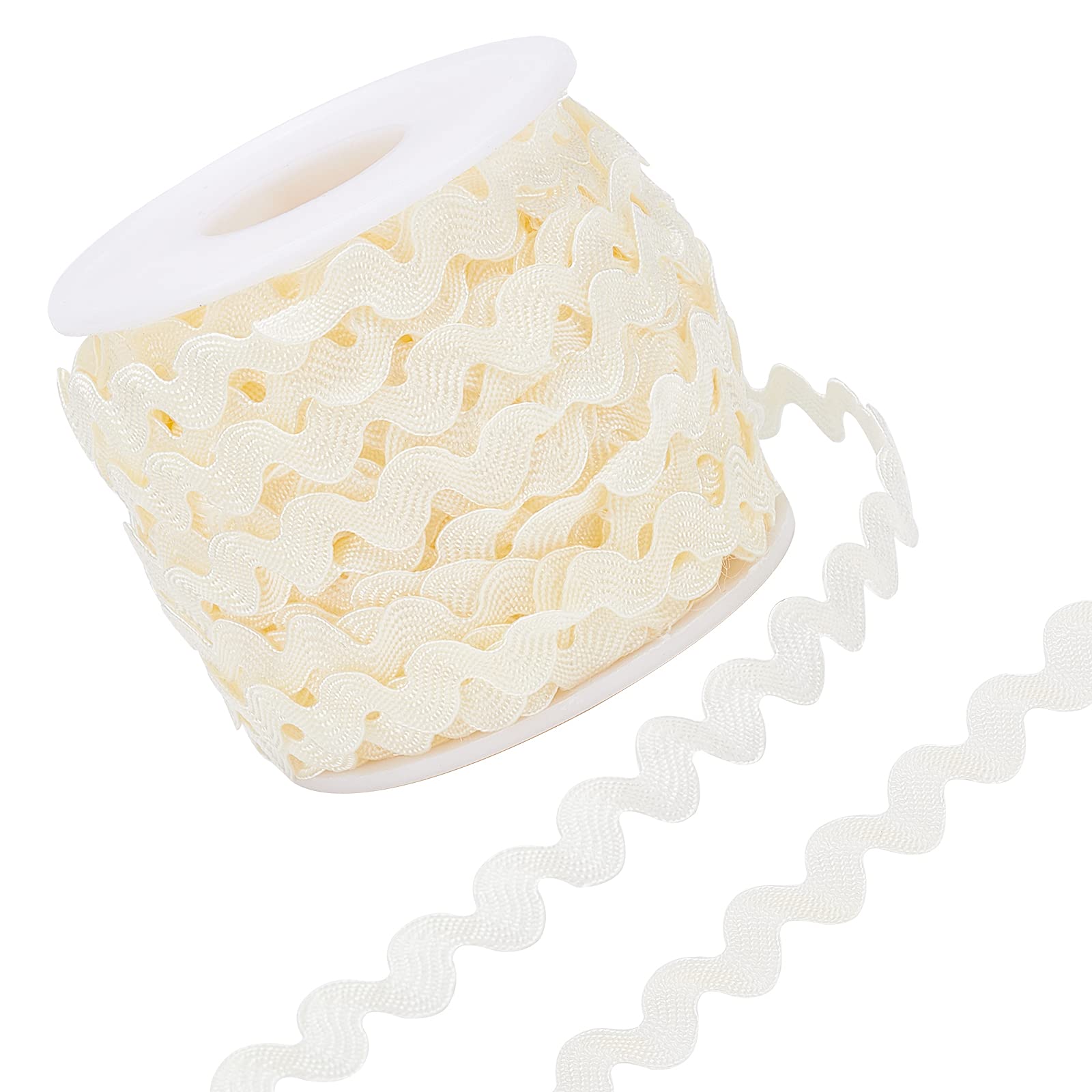 GORGECRAFT 27yard/25m Rick Rack Trim Ribbon Wave Sewing Bending Fringe Trim 5mm/0.2 inch for Sewing Flower Making Wedding Party Lace Ribbon Craft (Light Yellow)