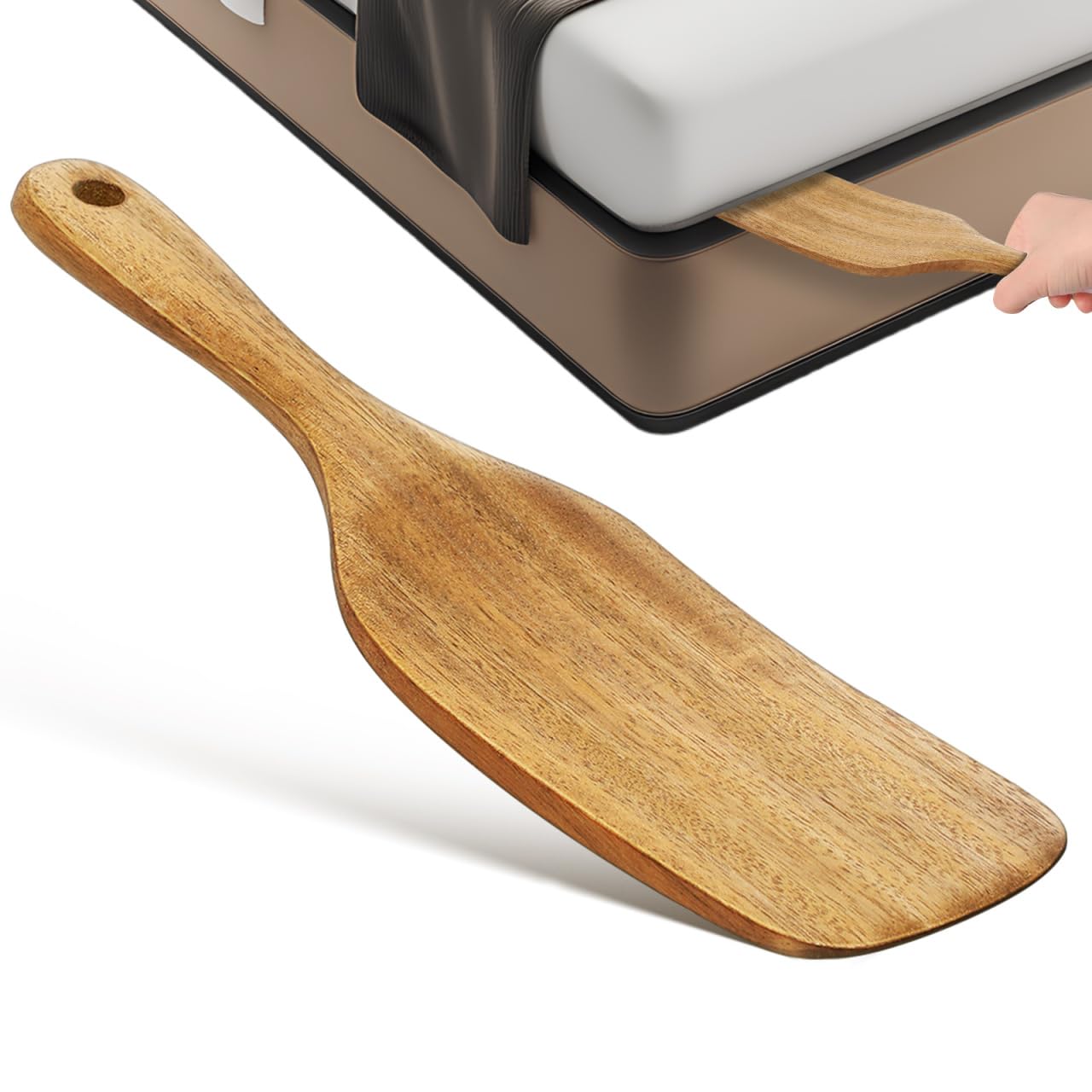 Luxshiny Mattress Lifter Tool -Portable Bed Sheet Tucking Tool - Wood to Smooth and Protect Back Compact for Home Hotels and Hospitals 10.12X2.44X0.47In