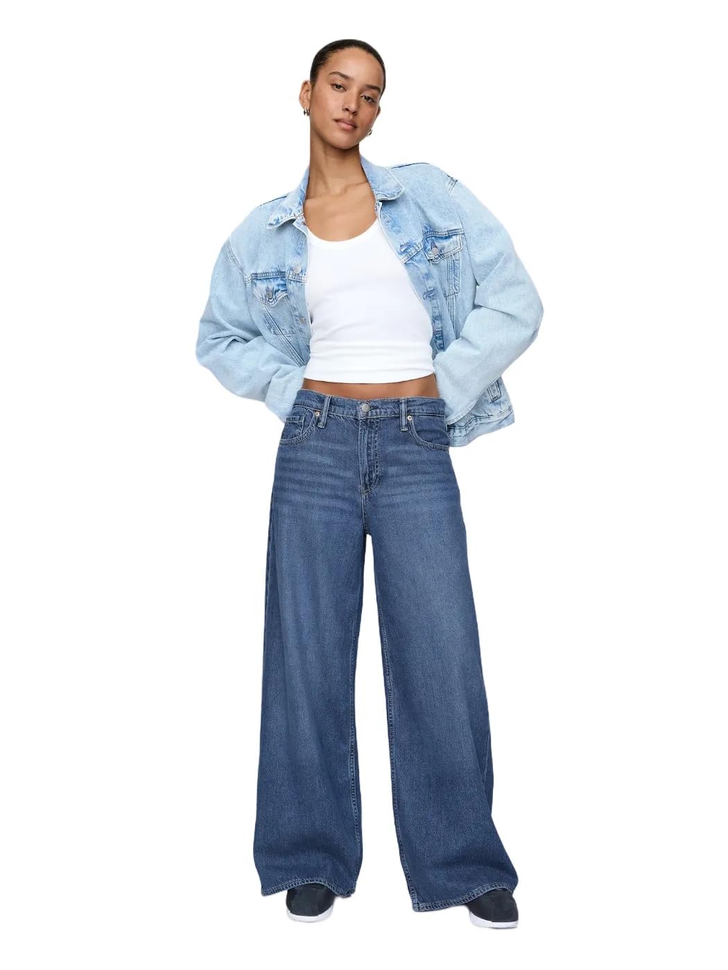 GAP Womens Mid Rise Baggy Denim Medium Indigo 21 33 Reg