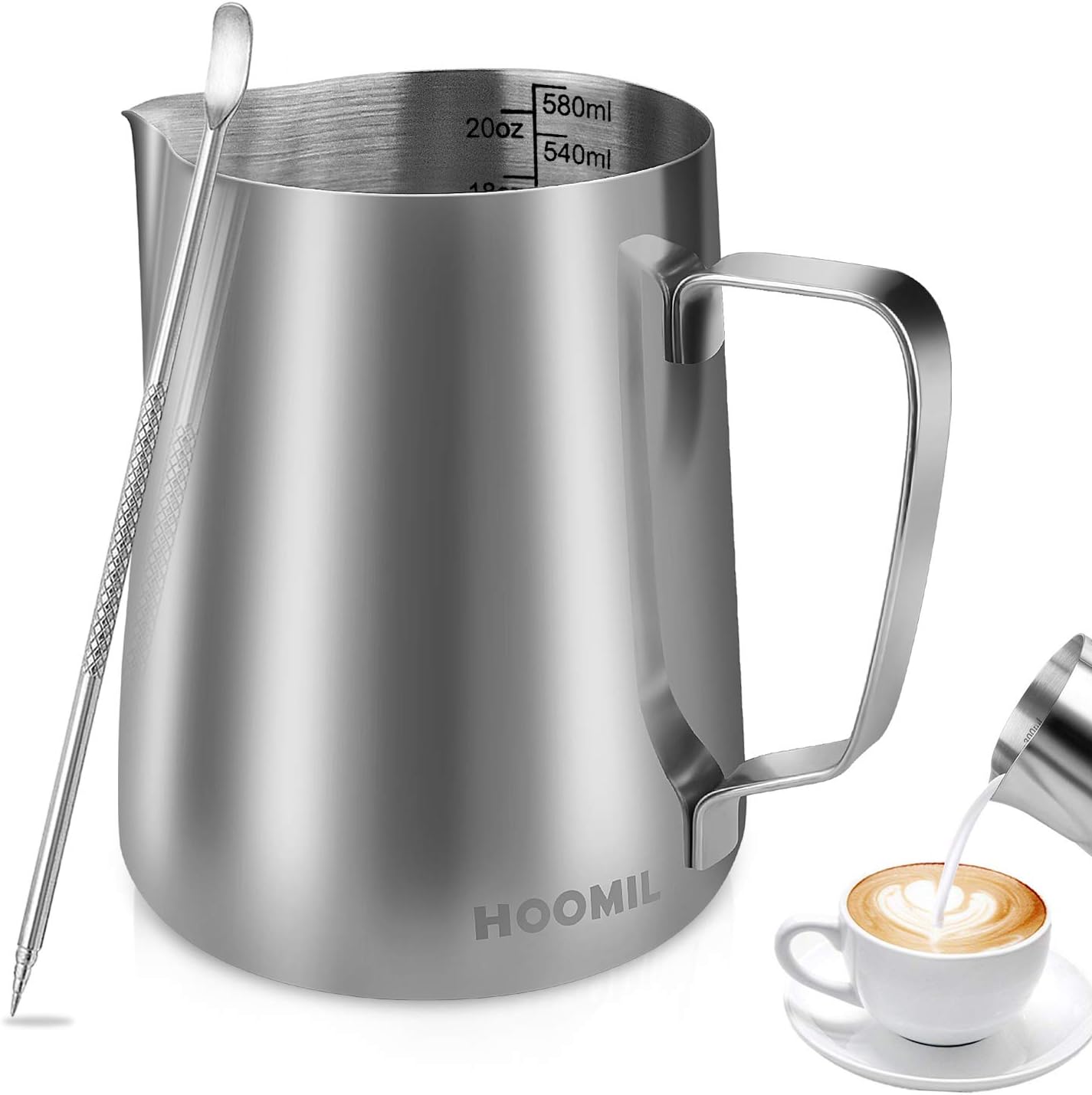 HOOMIL Milk Frothing Jug 350ml 600ml 900ml 12oz 20oz 32oz Stainless