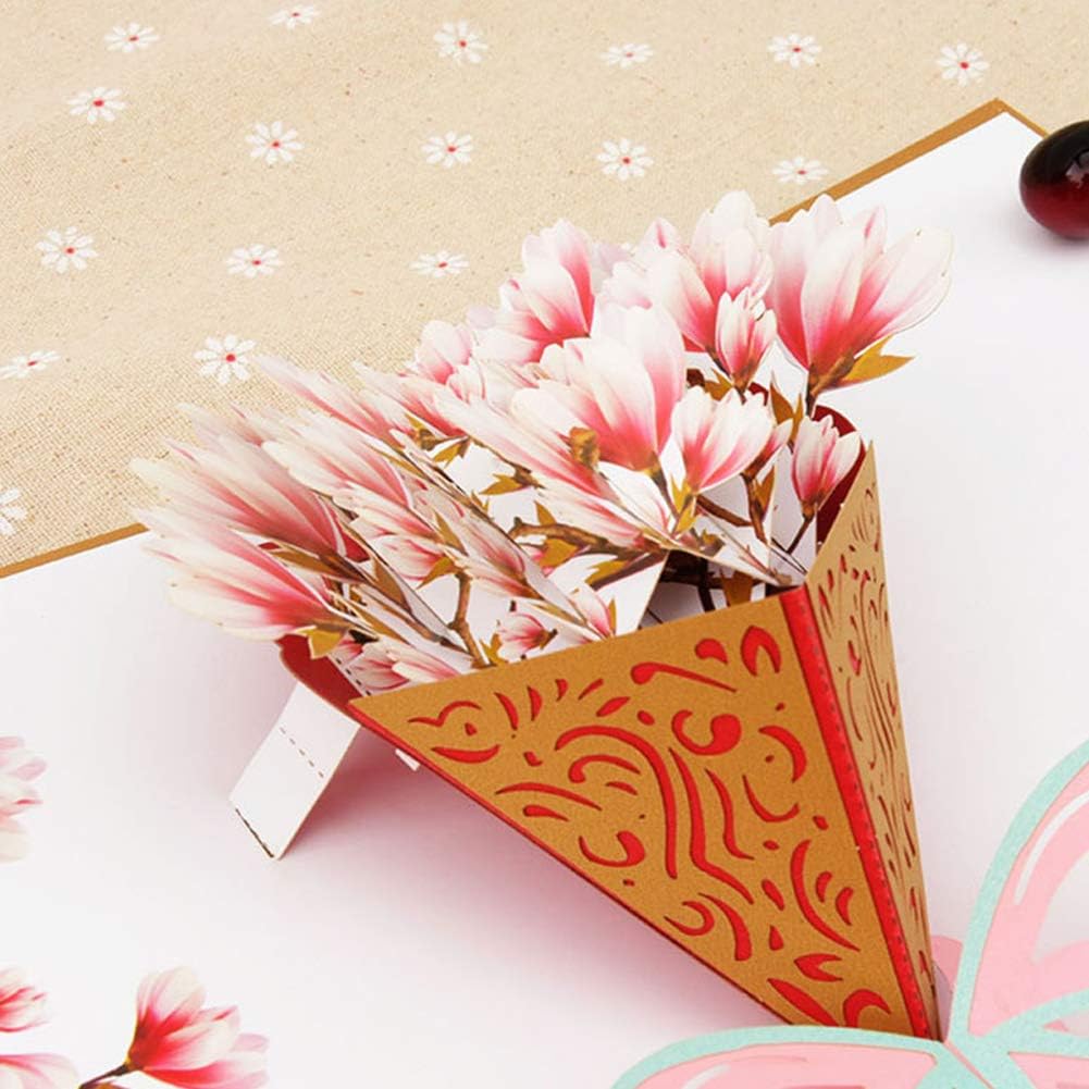 Hengfengmy 3D Pop up Flower Bouquet Greeting Card,Thank You Card ...
