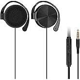 GEEKRIA Auriculares con clip con cable, auriculares portátiles de gancho con micrófono y controlador de llamadas compatibles 