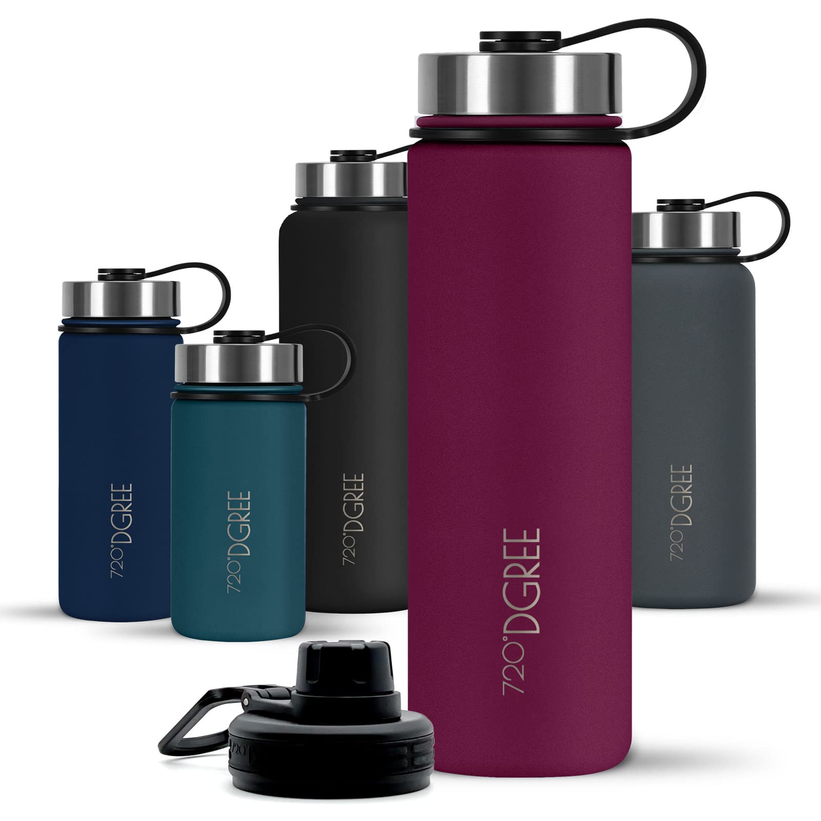 720°DGREE Vaccum Insulated Water Bottle “noLimit“ - 410ml - Leakproof, BPA-Free, Thermo Stainless Steel Flask - for Carbonated Drinks, Kids, Children, Sports, Gym, School, Travel, Outdoor +Sports-Cap — image 1