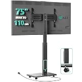 WALI Rolling TV Stand with Power Outlet, Mobile Tall TV Stand Mount on Wheels for 32-75 inch TV up to 110 lbs, Swivel Height Adjustable TV Cart with Wood Base for Bedroom(TVDVD-7PR), Black