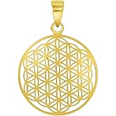Jewelry America Solid 14k Yellow Gold Dainty Flower of Life Pendant