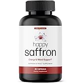 Ultra6 Nutrition Happy Saffron Supplements - 100% Pure Saffron Extract Supplement for Eye Health Support - Mood Enhancer for Women & Men (90 Servings)