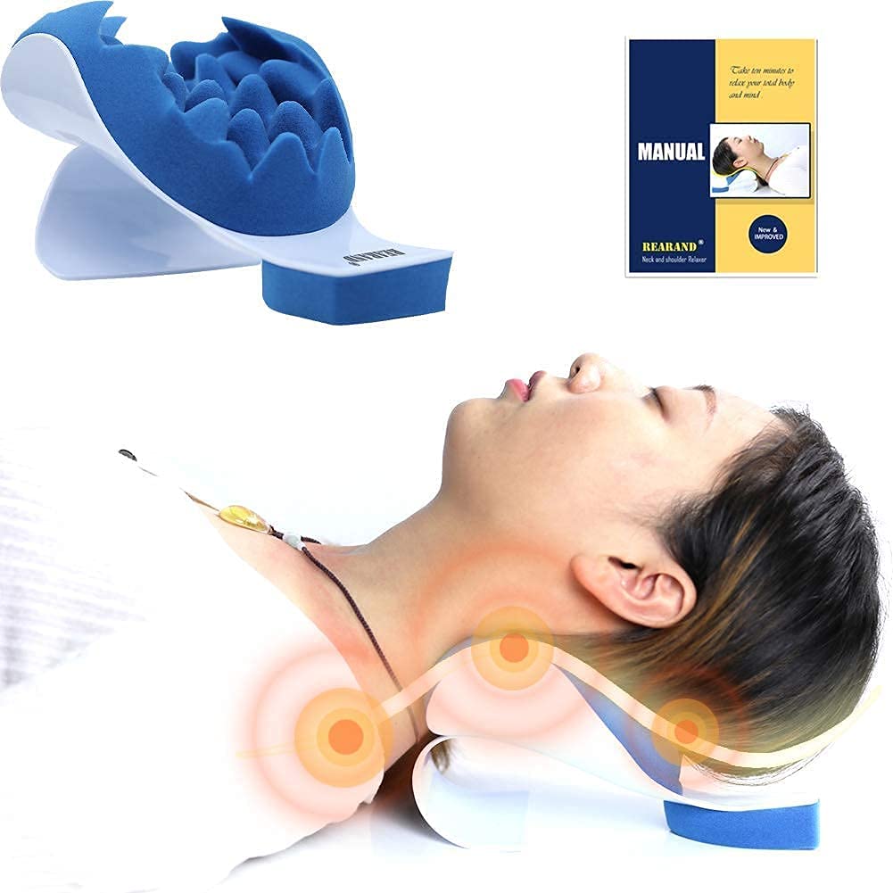 REARAND Neck and shoulder relaxation pillow for Orthopaedic relief Neck and support shoulder Upper Spine loose pain massage traction