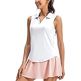 TBMPOY Women's Golf Shirts Sleeveless Collared Polo Tank Top UPF 50+ Quick Dry Tennis V-Neck Ladies Sports