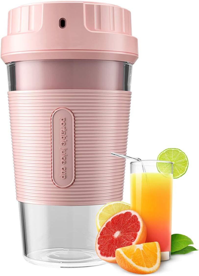 Portable Blender Cordless Mini Personal Blender Small Smoothie Blender USB Fruit Juicer Mixer Juicer Cup(IP8 Waterproof BPA Free 10oz) for Home Outdoor Travel Office (10ozPink)
