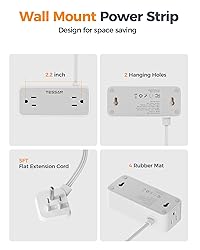 TESSAN Flat Plug Extension Cord 5 FT, Surge