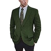 Vintage Mens Tweed Blazer Retro Wool Blend Suit Jackets Herringbone Two Button Sport Coat Prom Business Casual Wedding