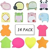 HAIJSEVR Sticky Notes, Self-Stick Removable Shaped Sticky Note - 14 Pads - 100 Sheets 6 Pad Shaped Note -20 Sheets 8 Pad Animal Notes(14 Pack)