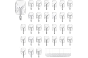 MOVELYST 30 Small Hooks+40 Removable Strips, Clear Wire Utility Hooks with Adhesive Strips Damage-Free, No Tools Wall Hooks for Hanging Heavy Duty, Value Pack