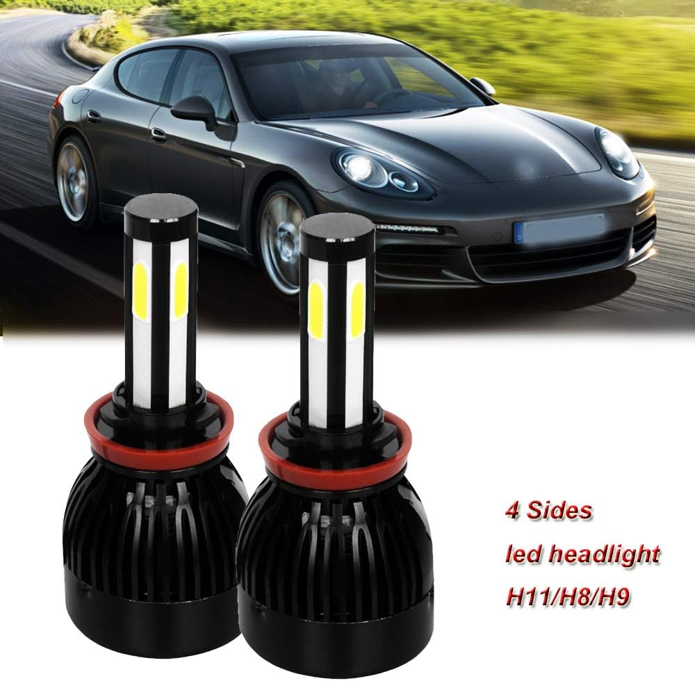 WISWIS 4-Sides H11 H9 H8 LED Headlight Bulb High or Low Beam Conversion Kit 6000K Super White 360 Degree Adjustable Beam Angle Bulbs for 2016-2019 Toyota Tacoma SR SR5 TRD