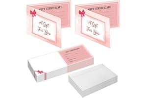 SHIEL-EVEN 50 Sets Gift Certificates for Business, Blank Gifts Cards Certificates with Envelopes,Gifts for Salon Restaurants Spa Marriage Birthday Client Vouchers 11.8 x 3.9 Inch - Pink