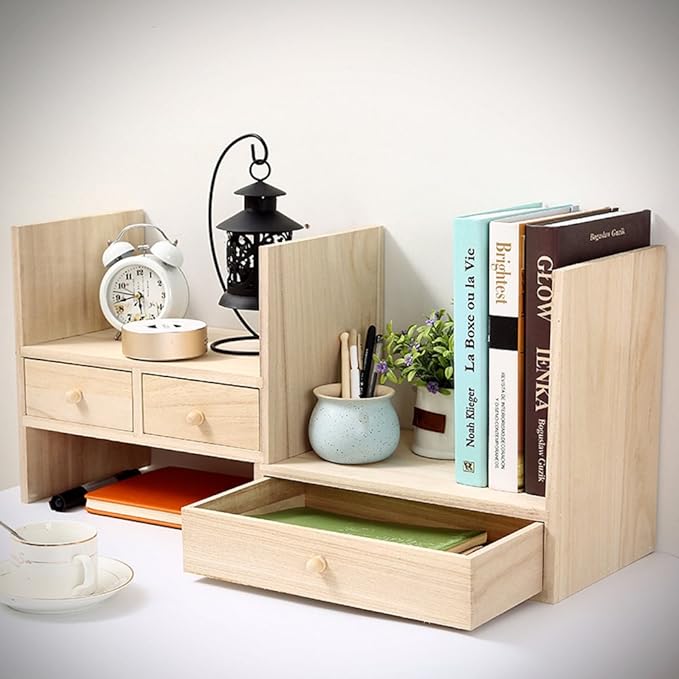 WJXBoos Desktop Bookcase,Solid Wood Creative Children Bookshelf Student Desktop