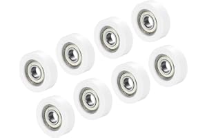 PATIKIL Nylon Pulley Wheel 10x38x12mm, 8 Pack 608zz Bearing Sliding Conveyor Roller Wheel for Door Window Drawer Hardware Driving Mechanical Equipment, White
