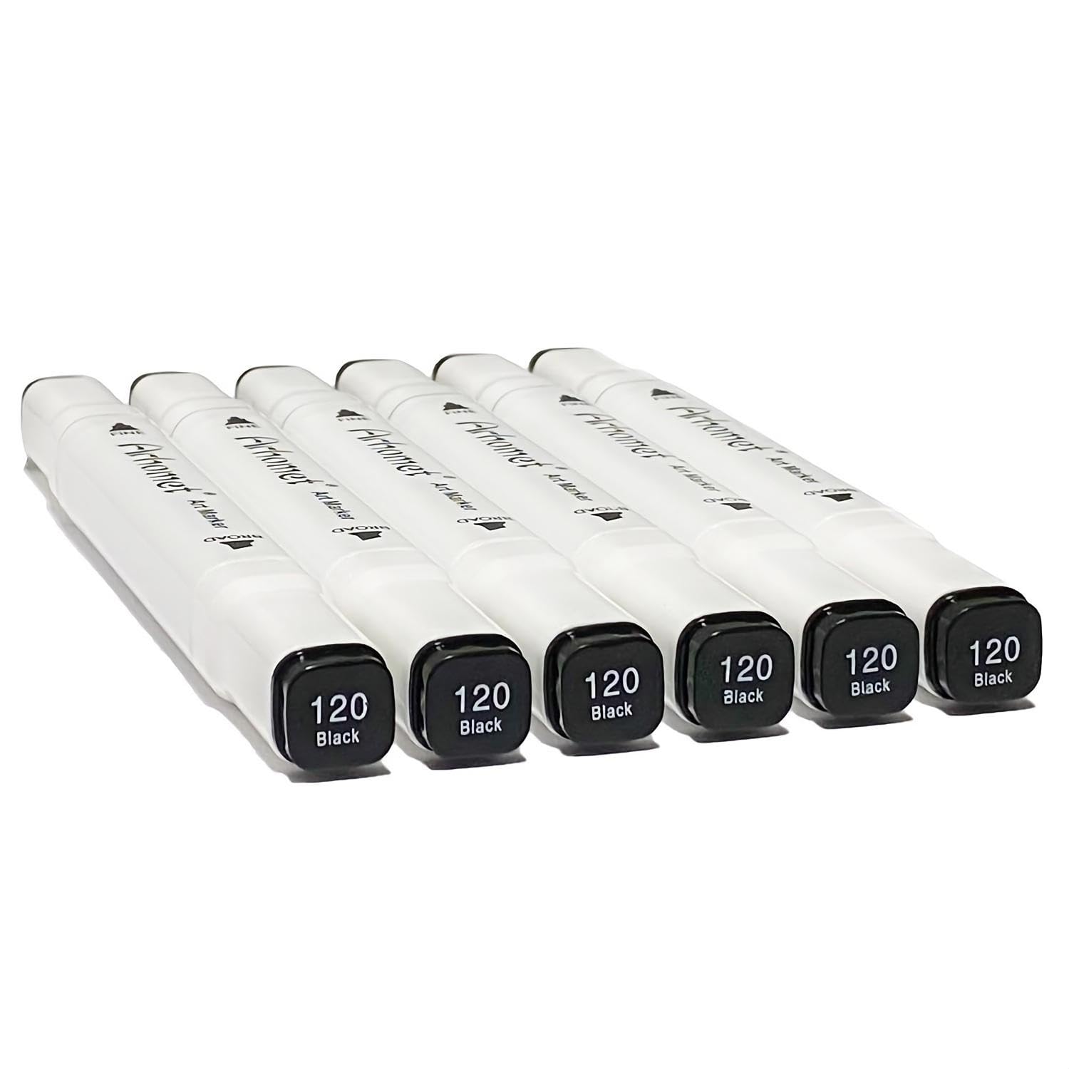 Photo 1 of 6pcs Black Alcohol Markers Set, Dual Tips Art Markers Drawing Sketched Double Tipped for Beginner Adults Kids(Black)