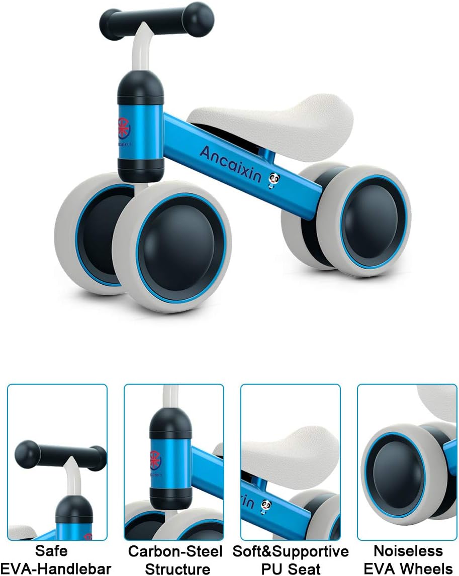 Baby Balance Bikes 10-24 Month Children Walker | Toys for 1 Year Old Boys Girls | No Pedal Infant 4 Wheels Toddler Bicycle | Best First Birthday New Year Holiday Blue: Sports & Outdoors