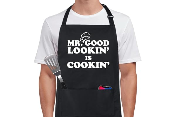 Xornis 100% Cotton Funny Apron with 2 Pockets Kitchen Cooking Grill BBQ Aprons