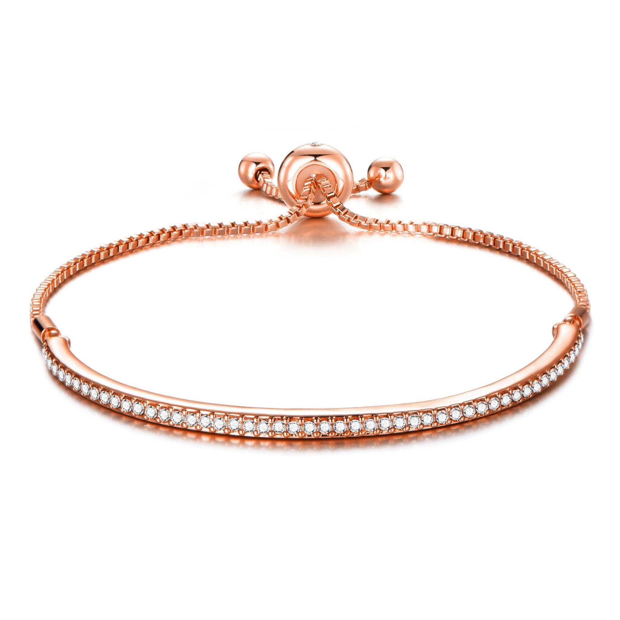 Philip Jones Rose Gold Plated Friendship Slider Bracelet Created with Zircondia® Crystals