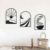 OYEFLY 3 PCS Boho Black Metal Wall Decor,Black Boho Metal Wall Art