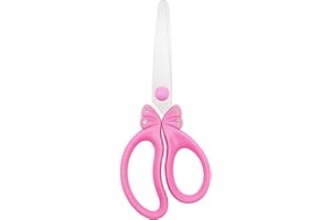 SLEMOON Scissors for Kids Ages 4-8 | Blunt Tip Safety Toddler Scissors, Stainless Steel Blades, ABS Plastic | School Craft Supplies, Art Projects, Pink (Princess Design with Rhinestones)