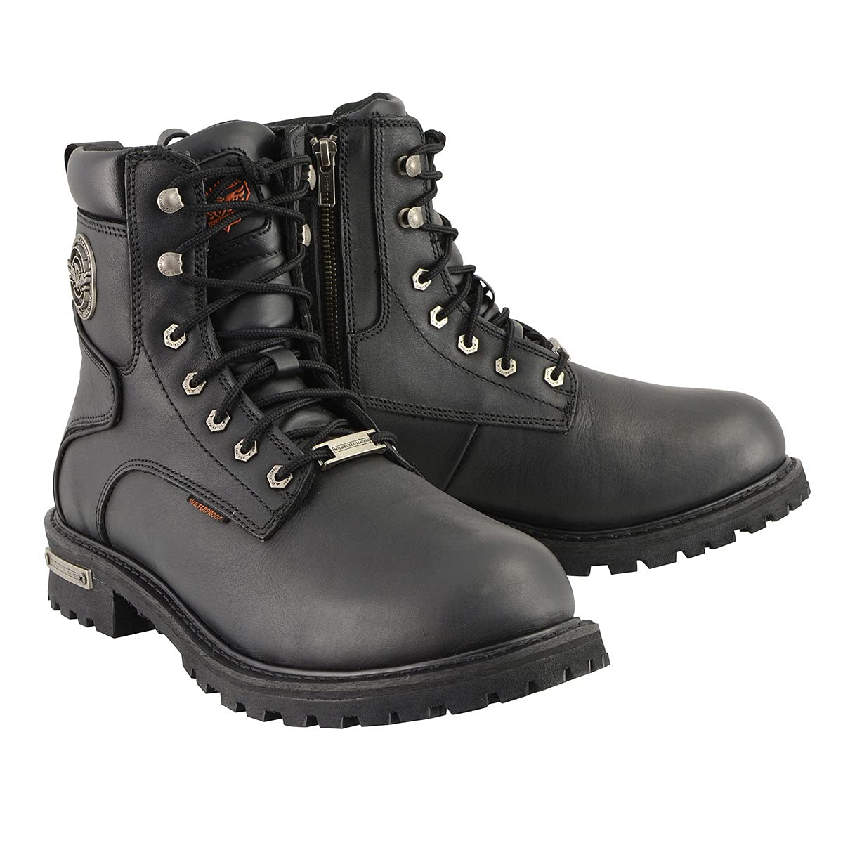 Photo 1 of Milwaukee Leather Men's Black Leather Wide Width 6-Inch Lace-Up Logger Waterproof Motorcycle Boots MBM9096WP - 11W