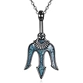 HOPEEZZ 925 Sterling Silver Trident Turquoise Pendant Necklace for Women Men