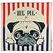 Luxbon Set of 2Pcs Lovely Hug Pug Dog Cotton Linen Sofa Couch Seat Throw Pillow Cover Set Home Decor Puppy Animal Chair Cushion Cases 18 x 18