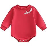 VISGOGO Baby Sweatshirt Romper Striped Heart/Clover Waffle St.Patrick Day Long Sleeve Irish Onesie Jumpsuits