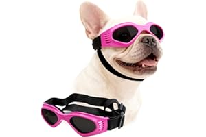 Petleso Dog Goggles Medium Breed, Pet Sunglasses for Medium Dogs Eye Protection Windproof, Pink