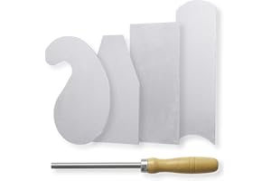 HERMIT TOOLS Pack of 5 Cabinet Scraper Burnisher with 4 Piece Multi-Shaped Scraper Set 1 Rectangle 1 Bevel 1 Curved and 1 Gooseneck Scraper (5, 1 Burnisher+2Rectangle+1Curved+1Gooseneck)