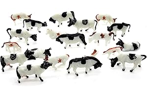 House Life 20pcs 1:87 Scale HO Gauge Model Railway Mixed Farm Animals Plastic Cows Cute Mini Cows Black and Brown