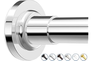 SUNALLY Shower Curtain Rod Adjustable 32-75 Inch, Spring Tension Shower Curtain Rods Stainless Steel Telescoping Curtain Rod for Bathroom or Windows, No Drilling, No Slip, No Rust, Chrome