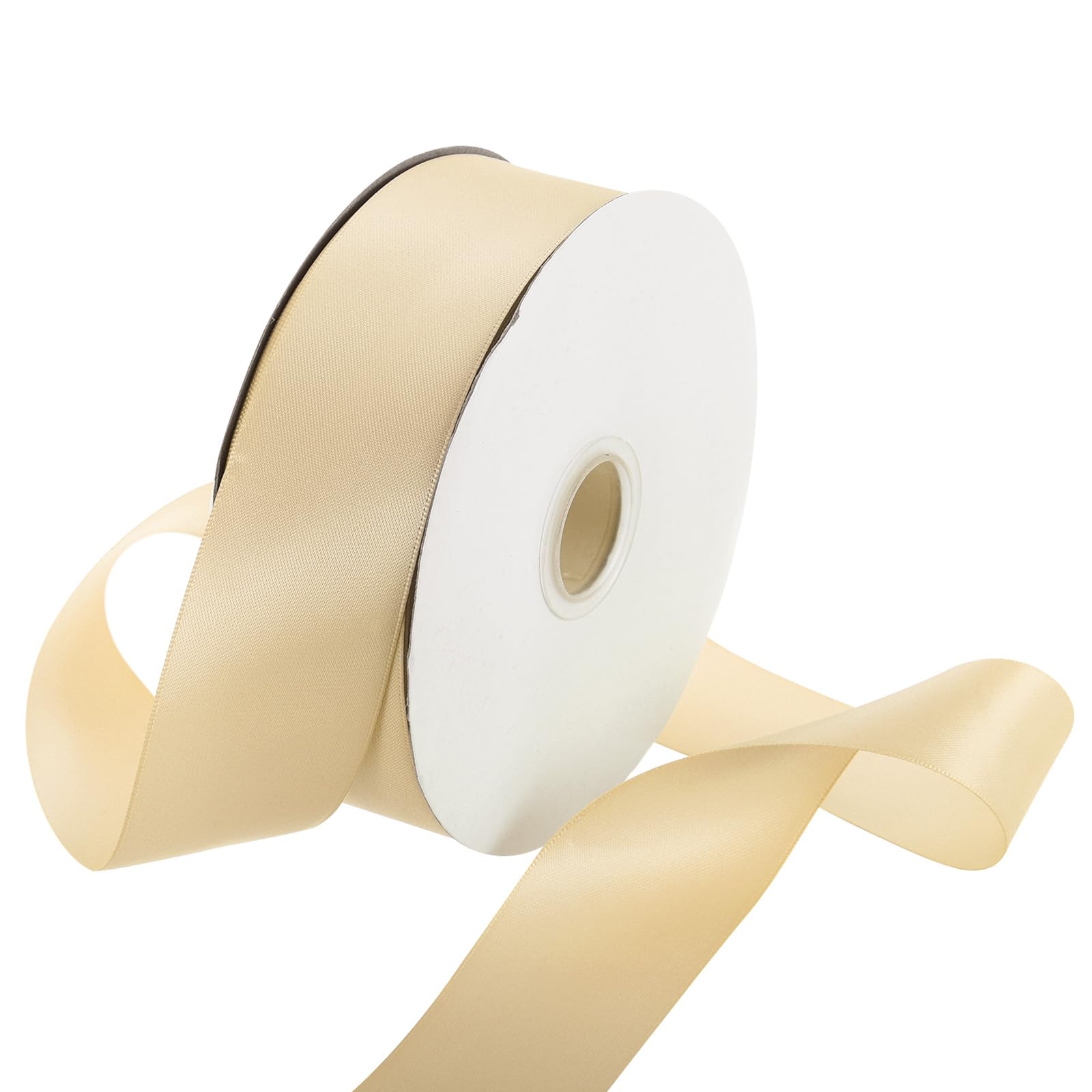 Rebower 38mm Satin Ribbon 46m Thick Double Face Grosgrain Silk Ribbon, [for Gift Wrapping, Hair Bows, Wedding, Cake, Flower] - 50 Yard/150ft/Champagne