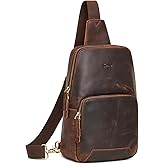 S-ZONE Sling Bag for Men Women RFID Blocking Genuine Leather Crossbody Shoulder Bag Backpack Hiking Daypack Travel | RFID Blocking, Genuine Leather, Hiking Daypack, Travel