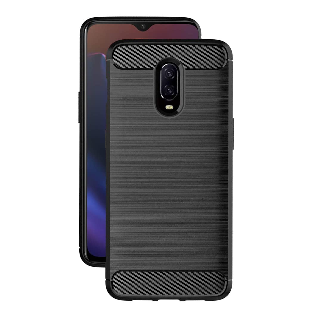 GAPlus OnePlus 6T Case - Ultra Slim Carbon Fibre Shockproof Bumper Case Cover For OnePlus 6T Black