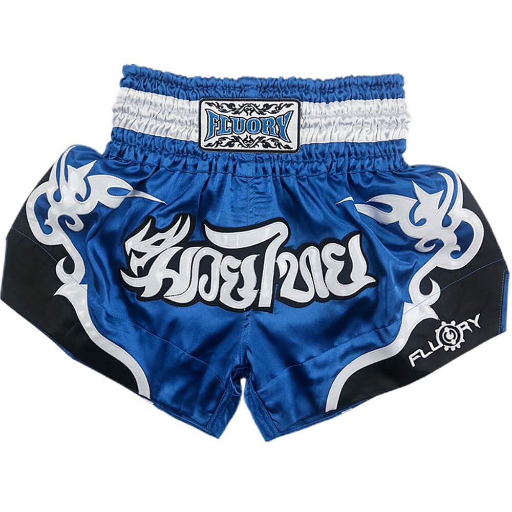 FLUORY Muay Thai Kampf-Shorts, MMA-Shorts, Bekleidung, Training, Käfigkampf, Grappling, Kampfsport, Kickboxen, Kleidung Blue