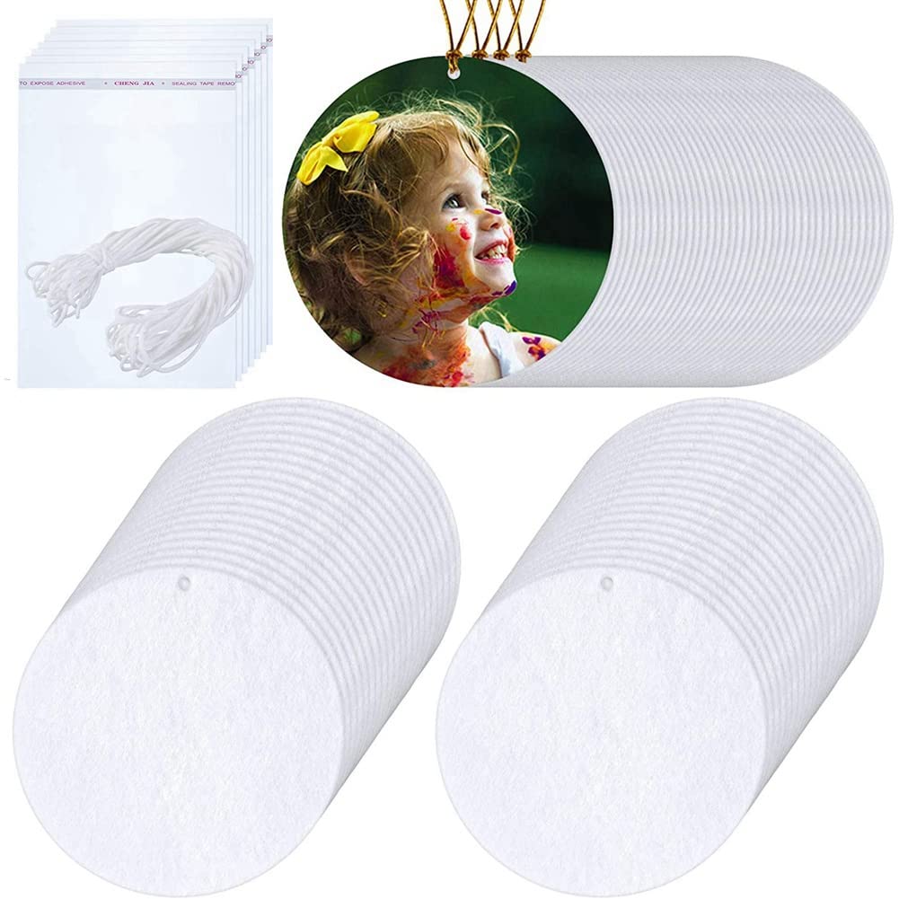 Yuikome 100 Pieces Sublimation Freshener Blanks DIY Freshener Scented Blank Car Pressed for DIY Heat Press-Round, White