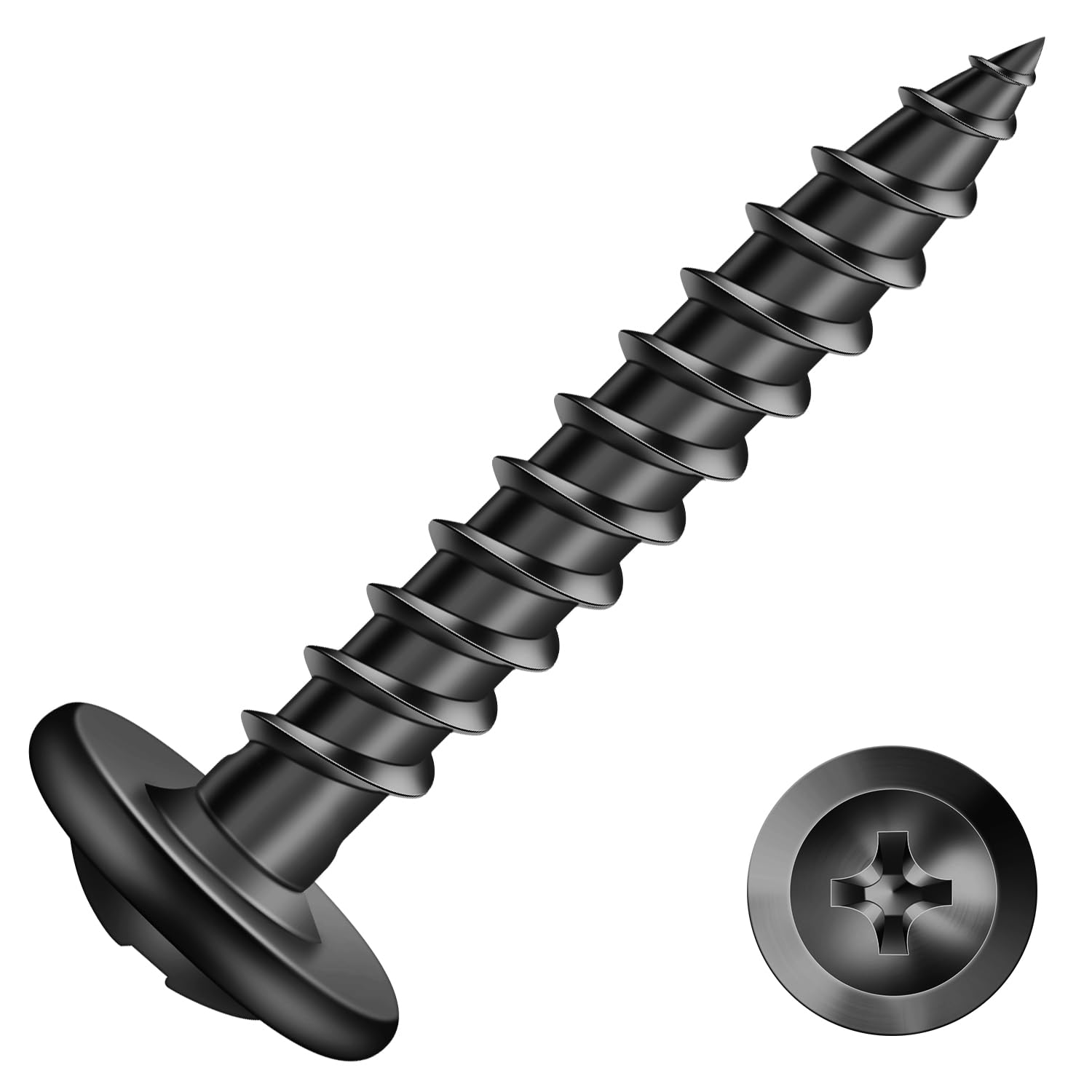 Photo 1 of #8 x 1 Wood Screw 100Pcs Alloy Steel Standard Thread Truss Head Fast Self Tapping Black Oxide by SG TZH