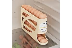 XGVIEGZ Egg Holder for Fridge,Egg holder countertop,Space-Saving Automatic Rolling Egg Dispenser for Refrigerator,4 Tiers egg dispenser Holds up to 30 pcs, Dispenser for Fridge