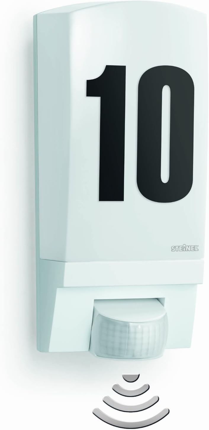 Steinel House Number Light L 1 S White E27, max. 60 Watts Outdoor Wall Light with 180° Motion Sensor 10 m Range - Image 3
