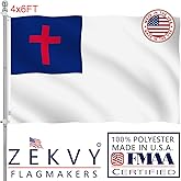 ZEKVY Christian Flag 4x6 Outdoor Made in USA - Double Sided Heavy Duty Vivid Color Jesus Flags with 2 Brass Grommet