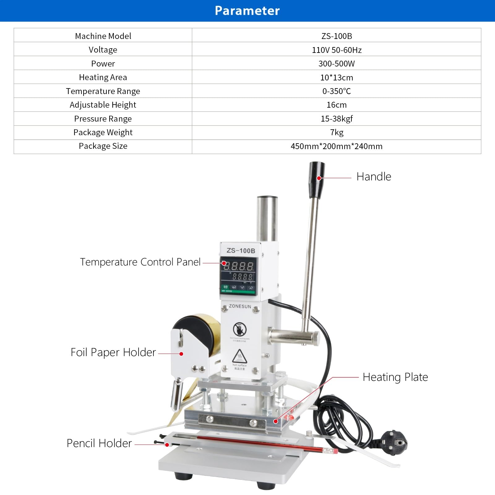 ZS-100B Dual Use Hot Foil Stamping Machine Manual Bronzing Machine Pencils Leather Embossing Machine